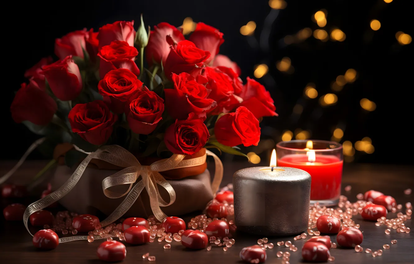 Фото обои любовь, цветы, подарок, романтика, сердце, розы, love, happy