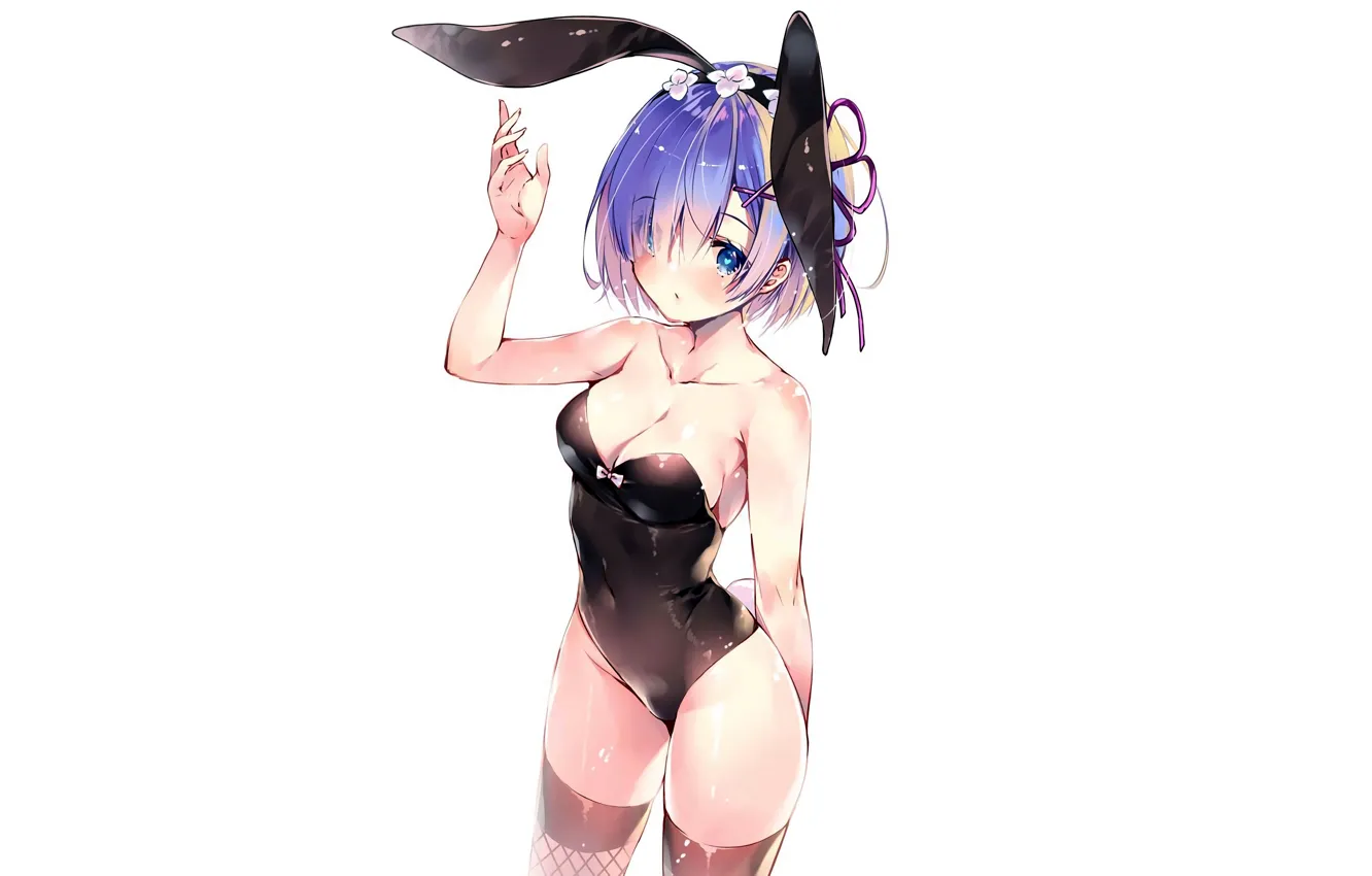 Фото обои girl, sexy, cleavage, thighhighs, boobs, anime, blue eyes, beautiful