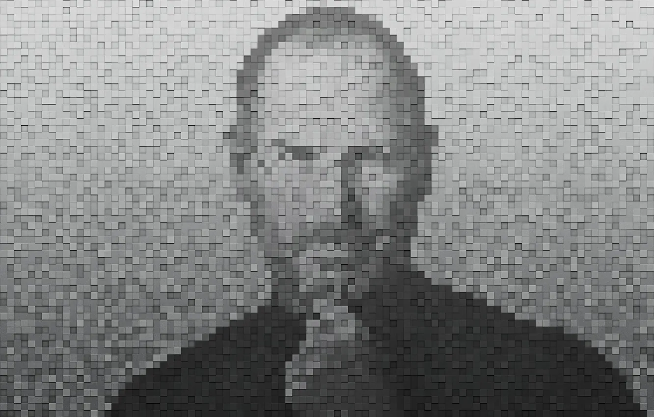 Фото обои Apple, портрет, Стив Джобс, pixel, Steve Jobs, пиксел
