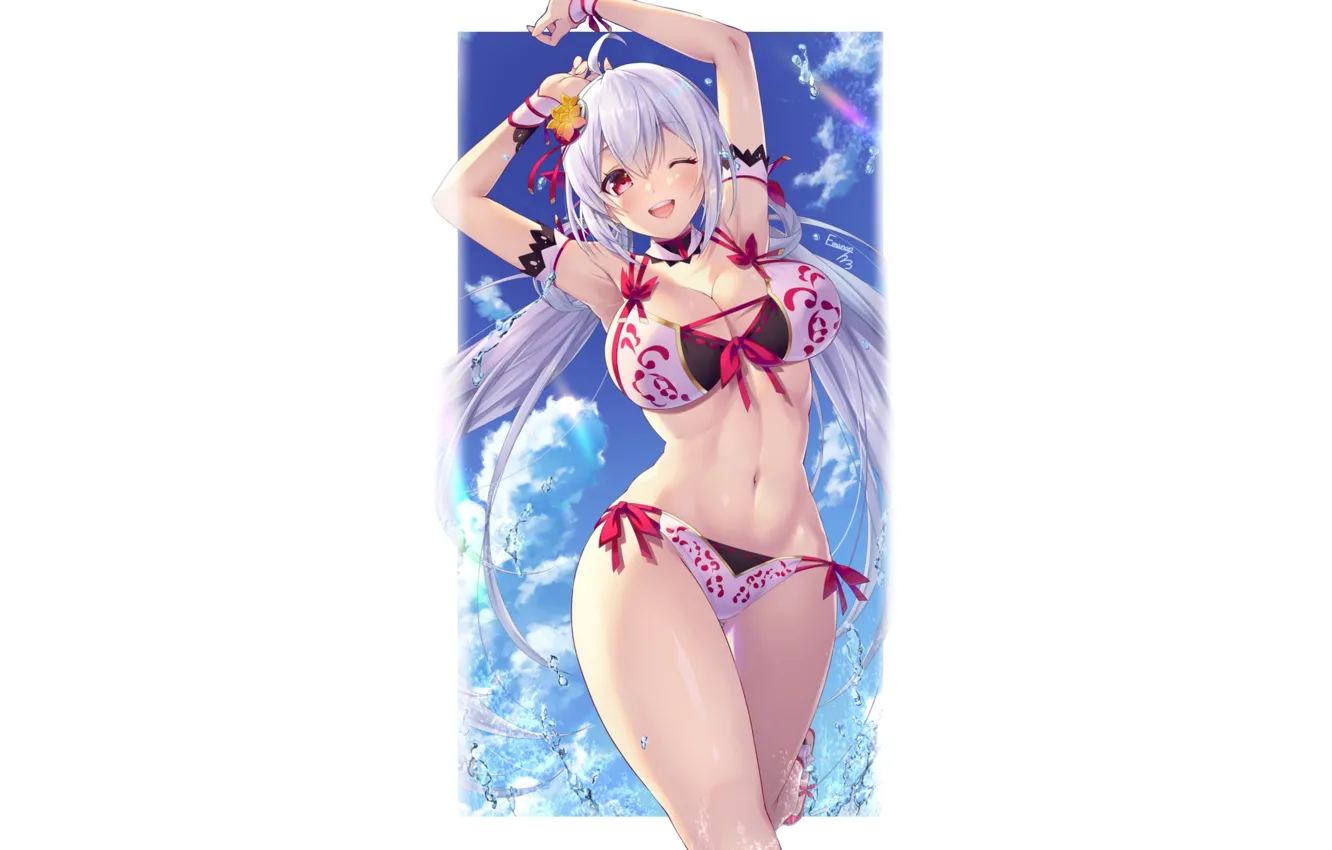 Фото обои kawaii, girl, hot, sexy, beach, sea, boobs, anime
