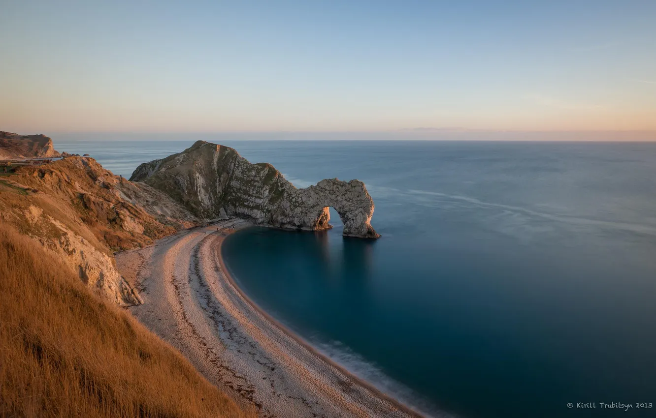 Фото обои море, пляж, скала, побережье, Англия, арка