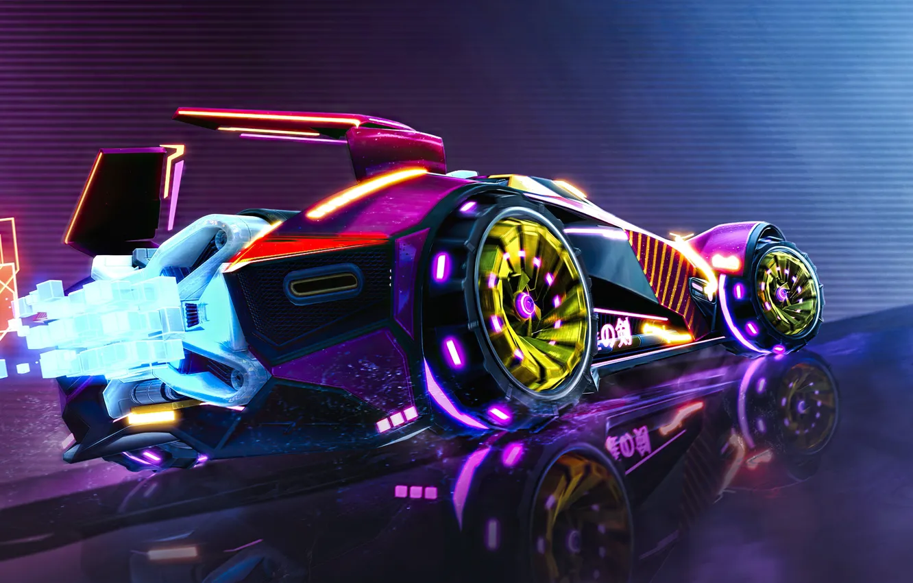 Фото обои car, neon, fast, super car, rocket league