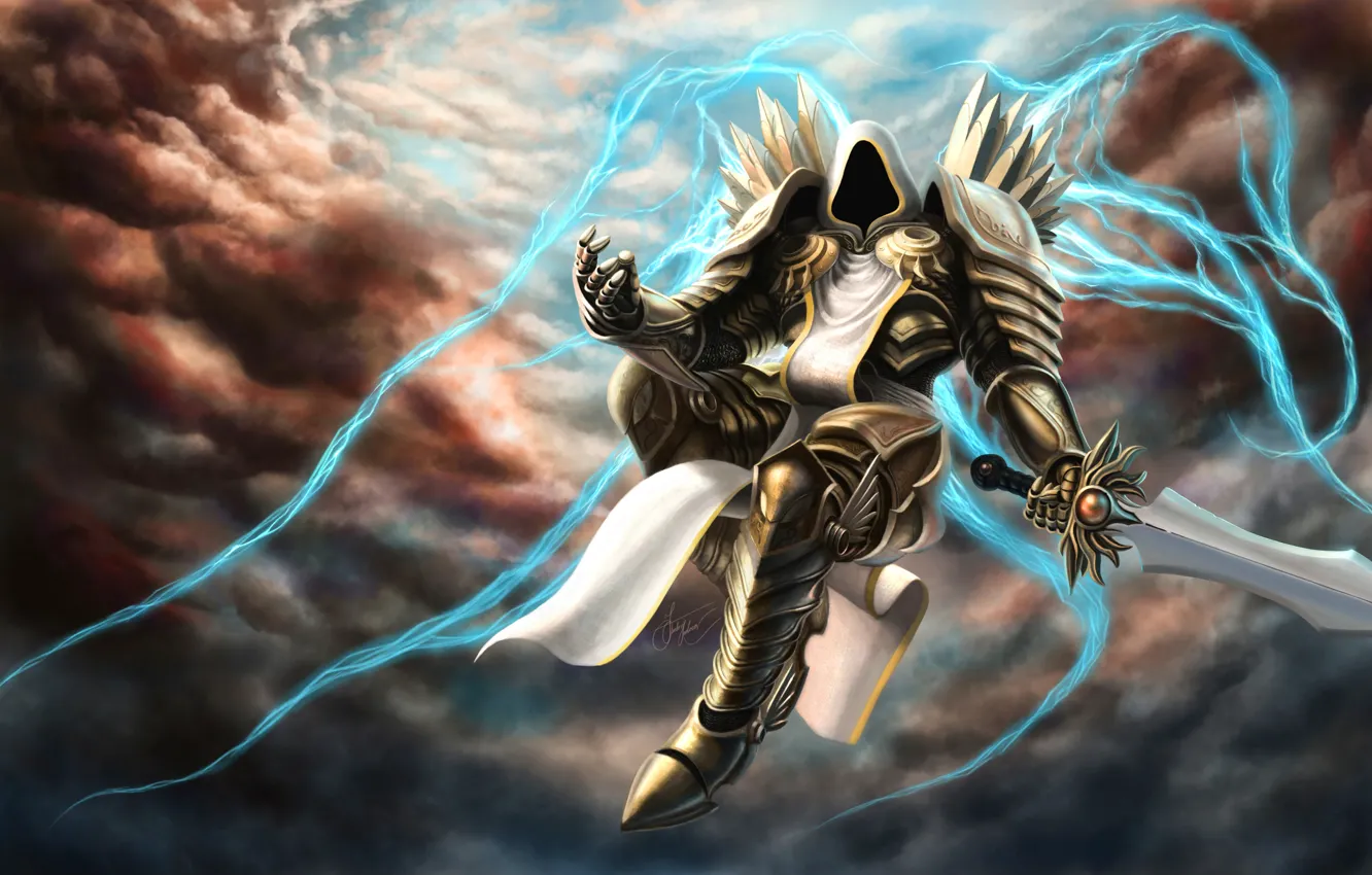 Фото обои blizzard, diablo, art, tyrael, Archangel of Justice