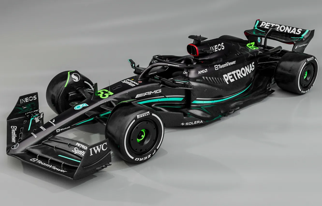 Фото обои Формула 1, вид сверху, гоночный болид, Mercedes-AMG, 2023, Mercedes-AMG F1 W14 E Performance