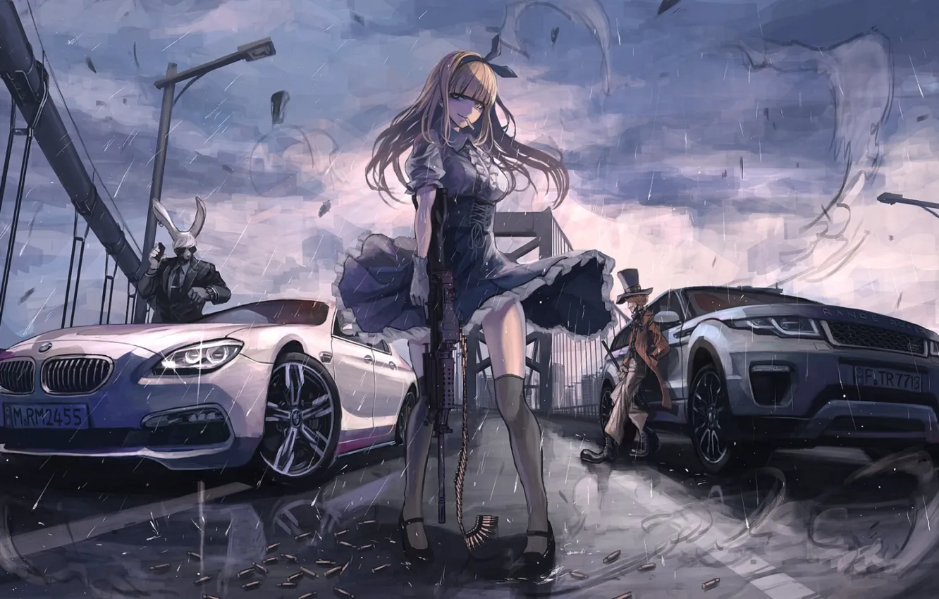 Фото обои девушка, машины, оружие, Alice in Wonderland