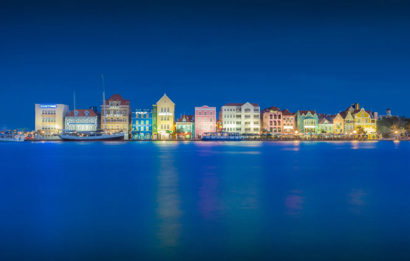 Фото обои город, Blue Hour, Willemstad