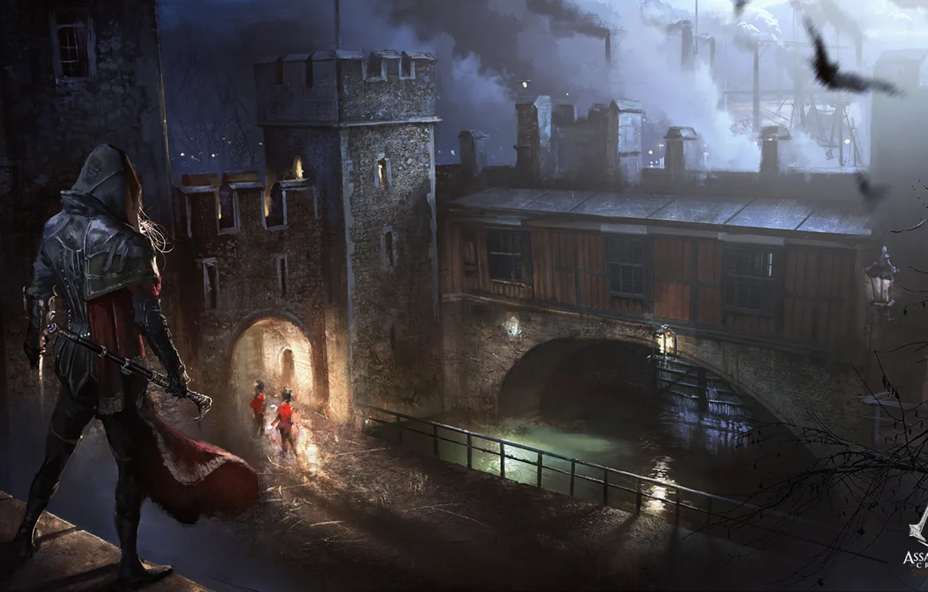 Фото обои девушка, ночь, лондон, арт, убийца, Assassin's Creed: Syndicate, Evie Frye