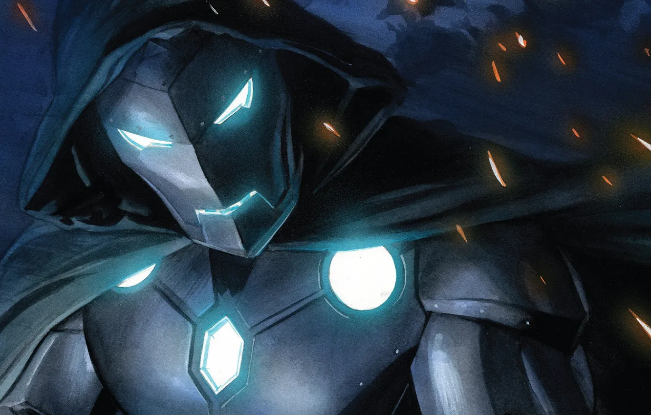 Фото обои Костюм, Маска, Комикс, Капюшон, Плащ, Броня, Железный человек, Iron Man