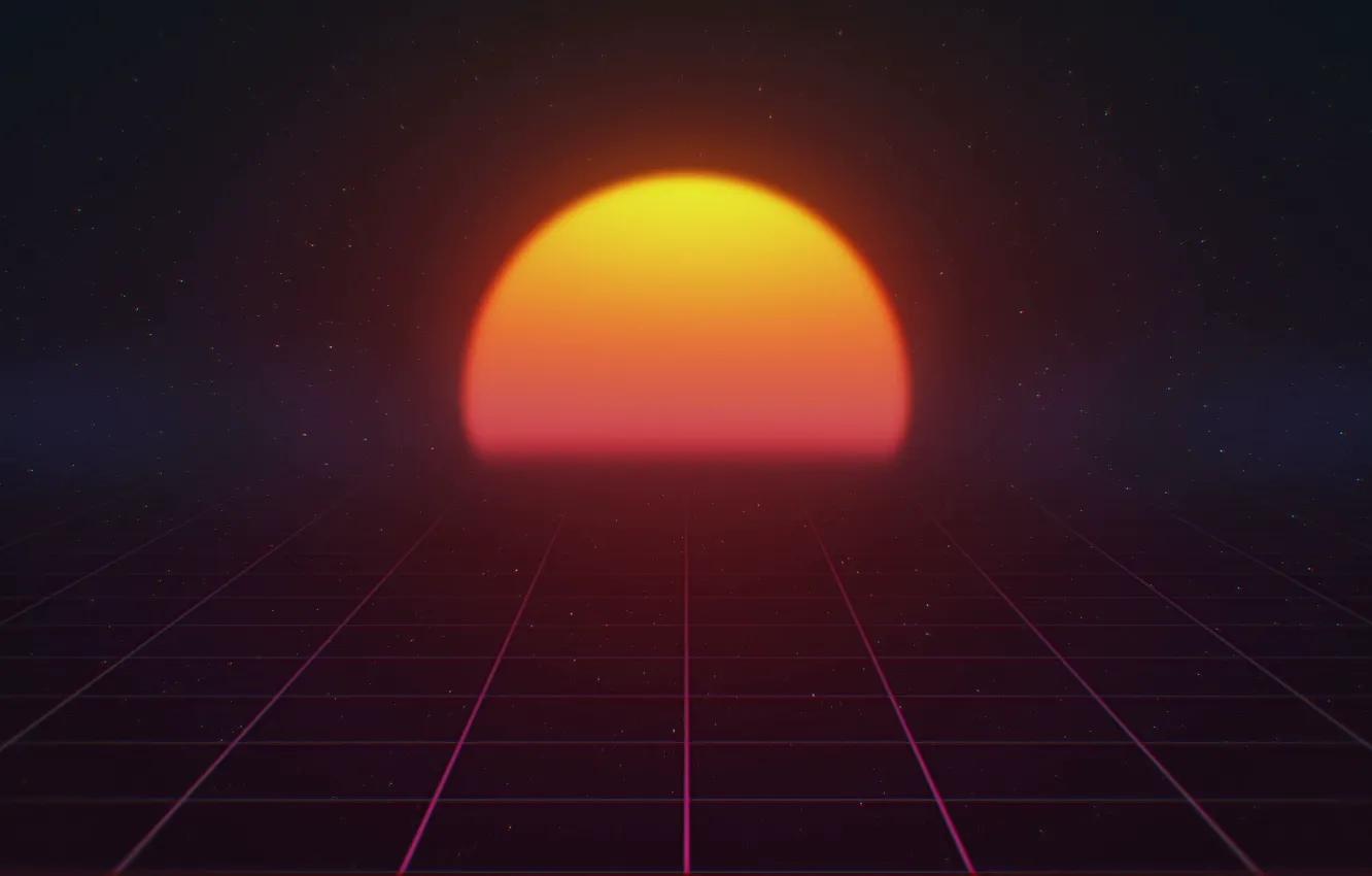 Фото обои Солнце, Музыка, Звезда, Фон, 80s, Neon, 80's, Synth