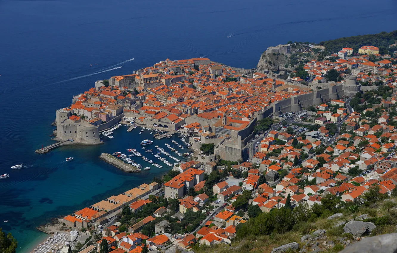 Фото обои море, дома, панорама, Хорватия, Дубровник