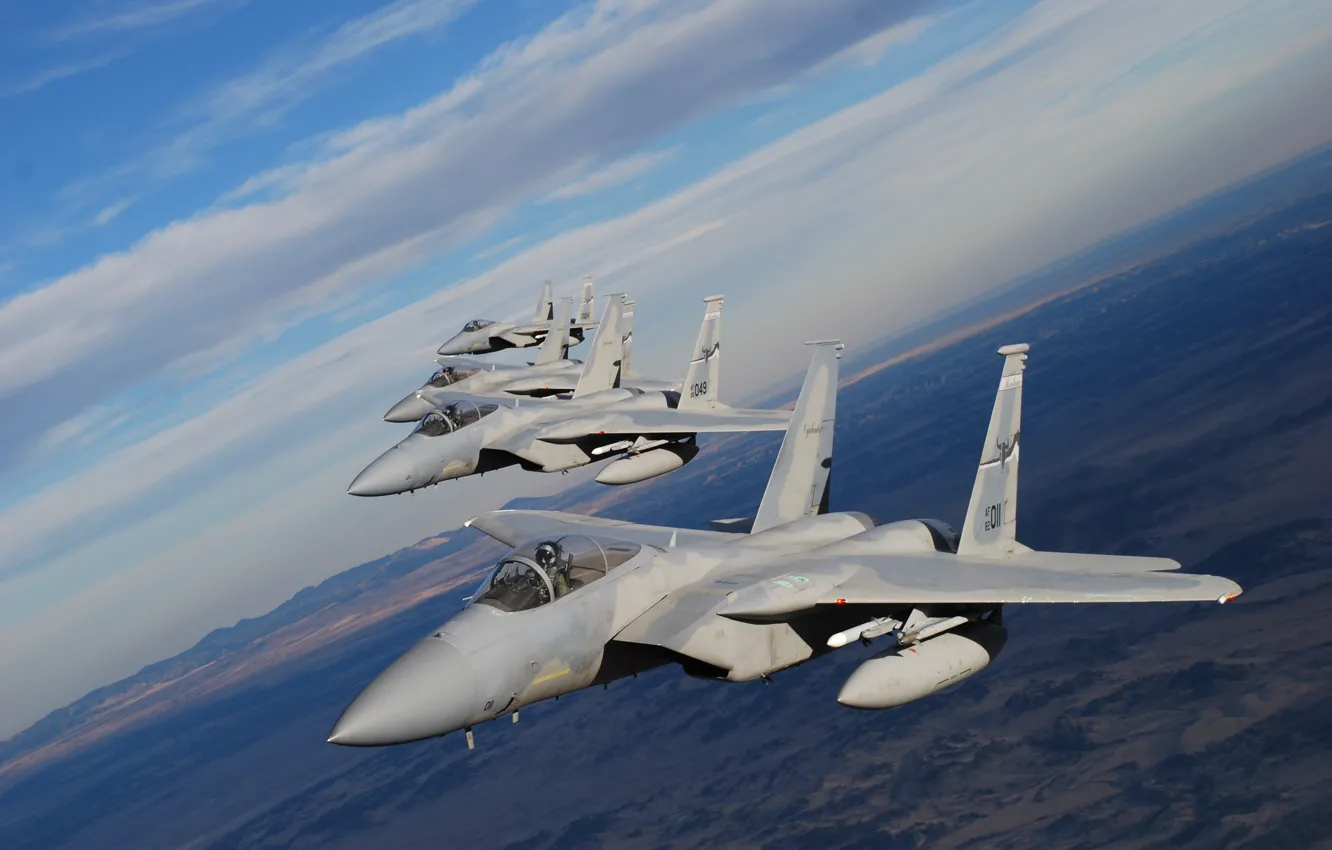Фото обои небо, полет, истребители, Eagle, F-15, «Игл»