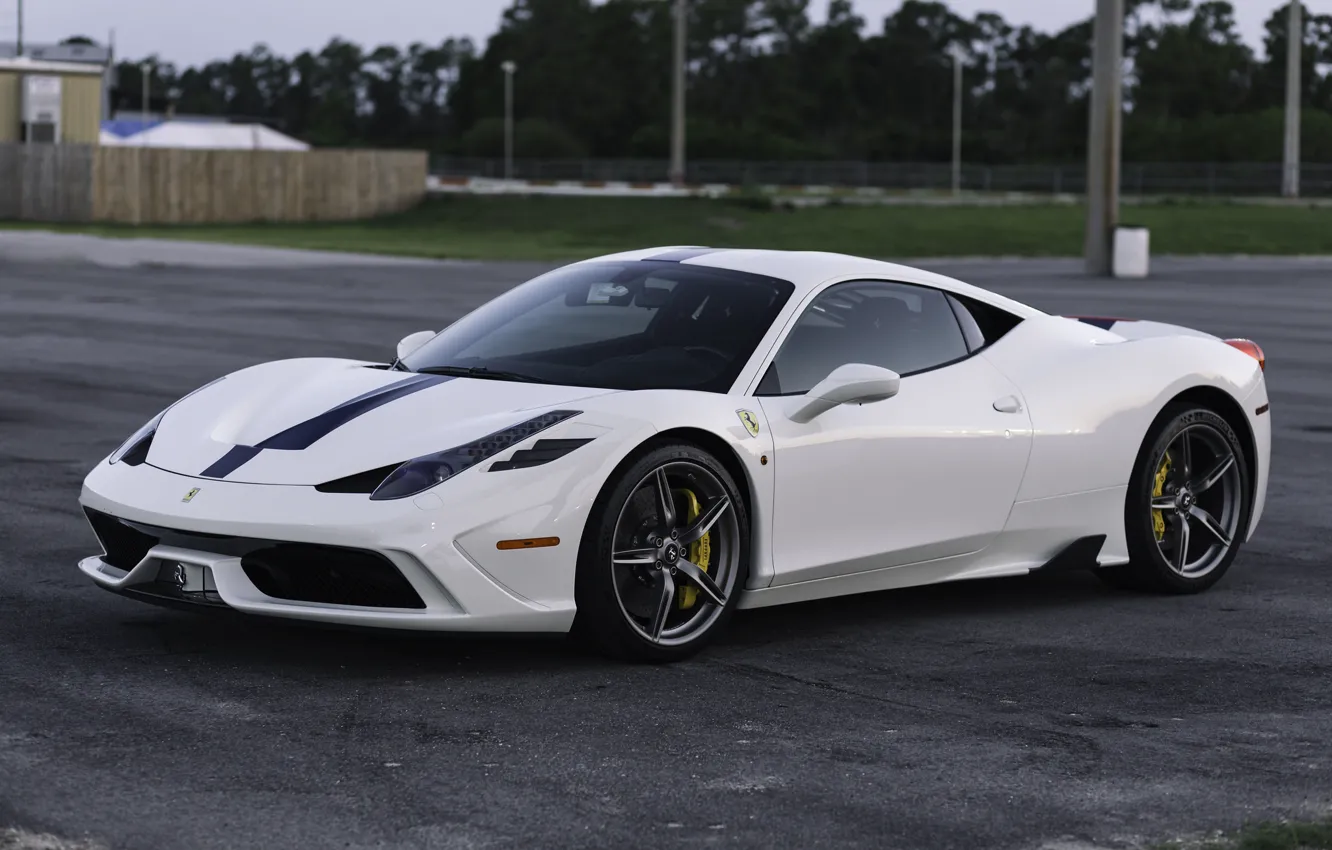 Фото обои Ferrari, 458, White, Italia, Speciale