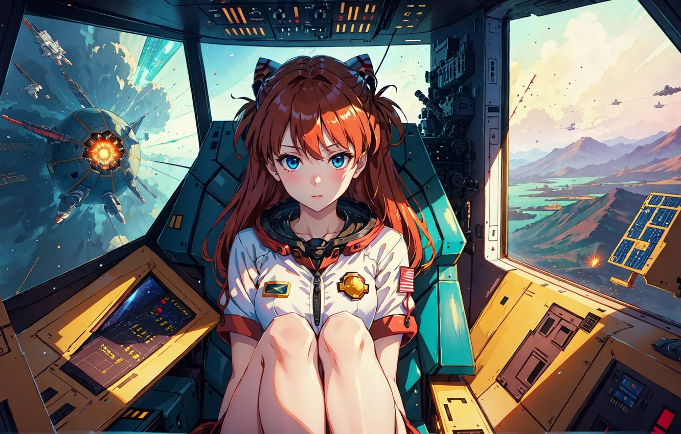 Фото обои аниме, манга, Neon Genesis Evangelion, Евангелион, Asuka Langley Soryu, Аска Лэнгли Сорью, digital art, цифровое …