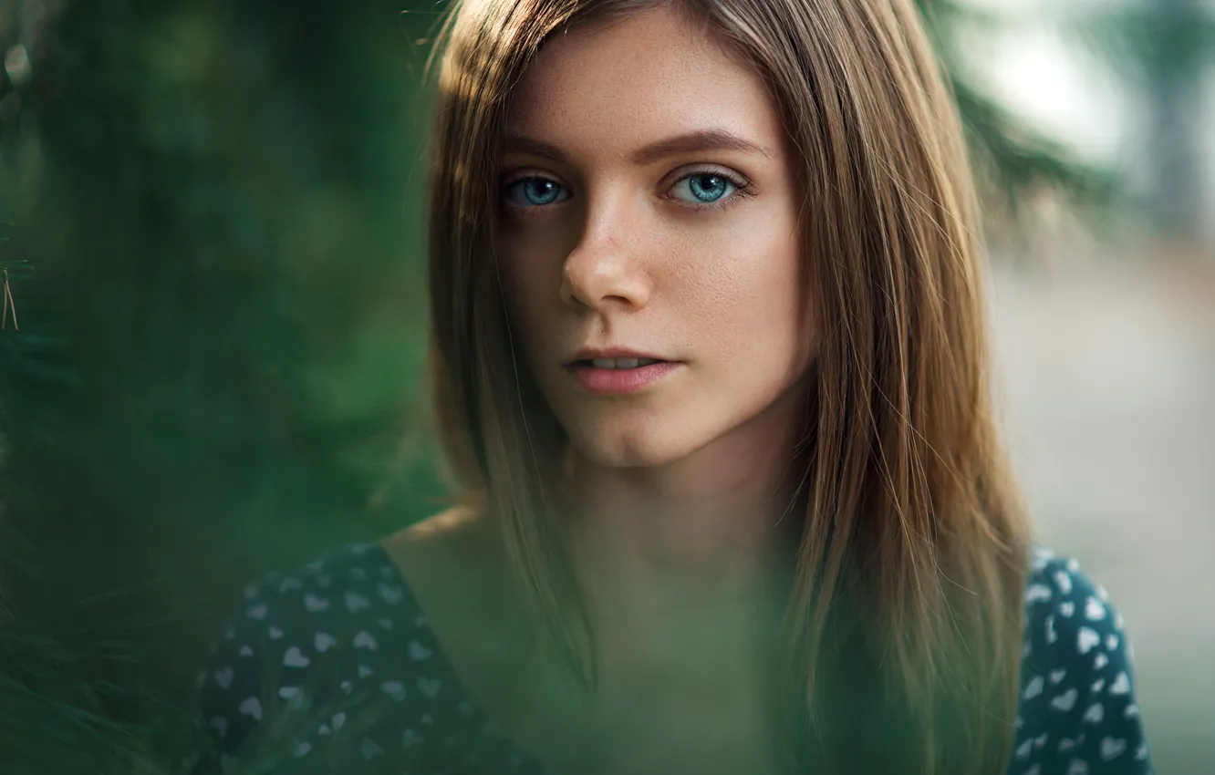 Фото обои Girl, Nature, Beauty, Eyes, View, Face, Valeria, Dress