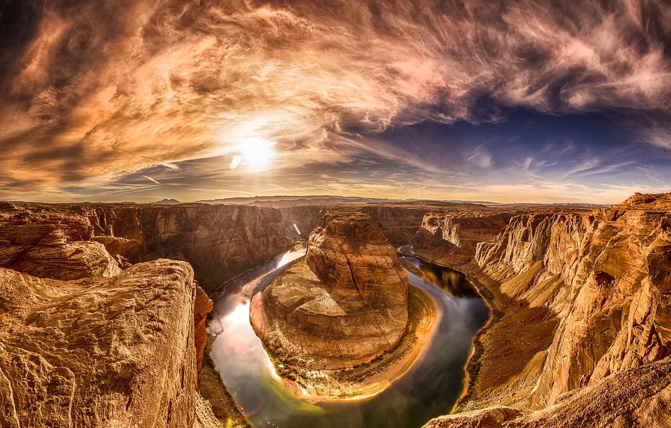 Фото обои природа, река, каньон, arizona, red dessert, colorado river, Horse shoe bend