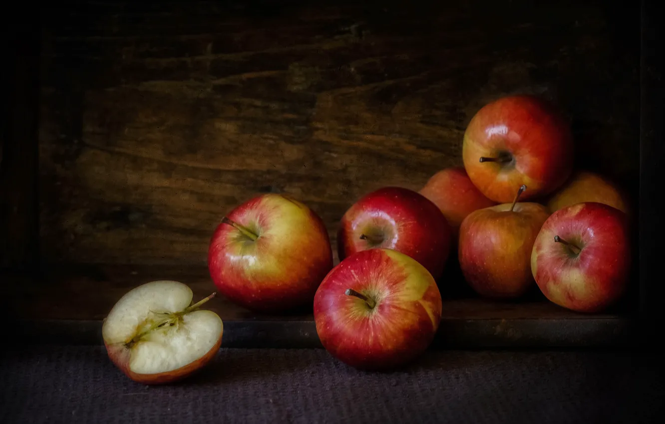 Фото обои стиль, яблоки, фрукты, натюрморт