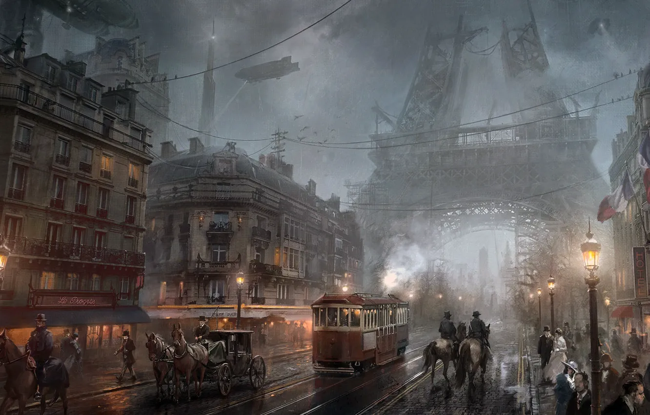 Фото обои париж, видеоигра, Стимпанк, Atomhawk Design, The Order 1886- Paris, Sony Game, steampunk city