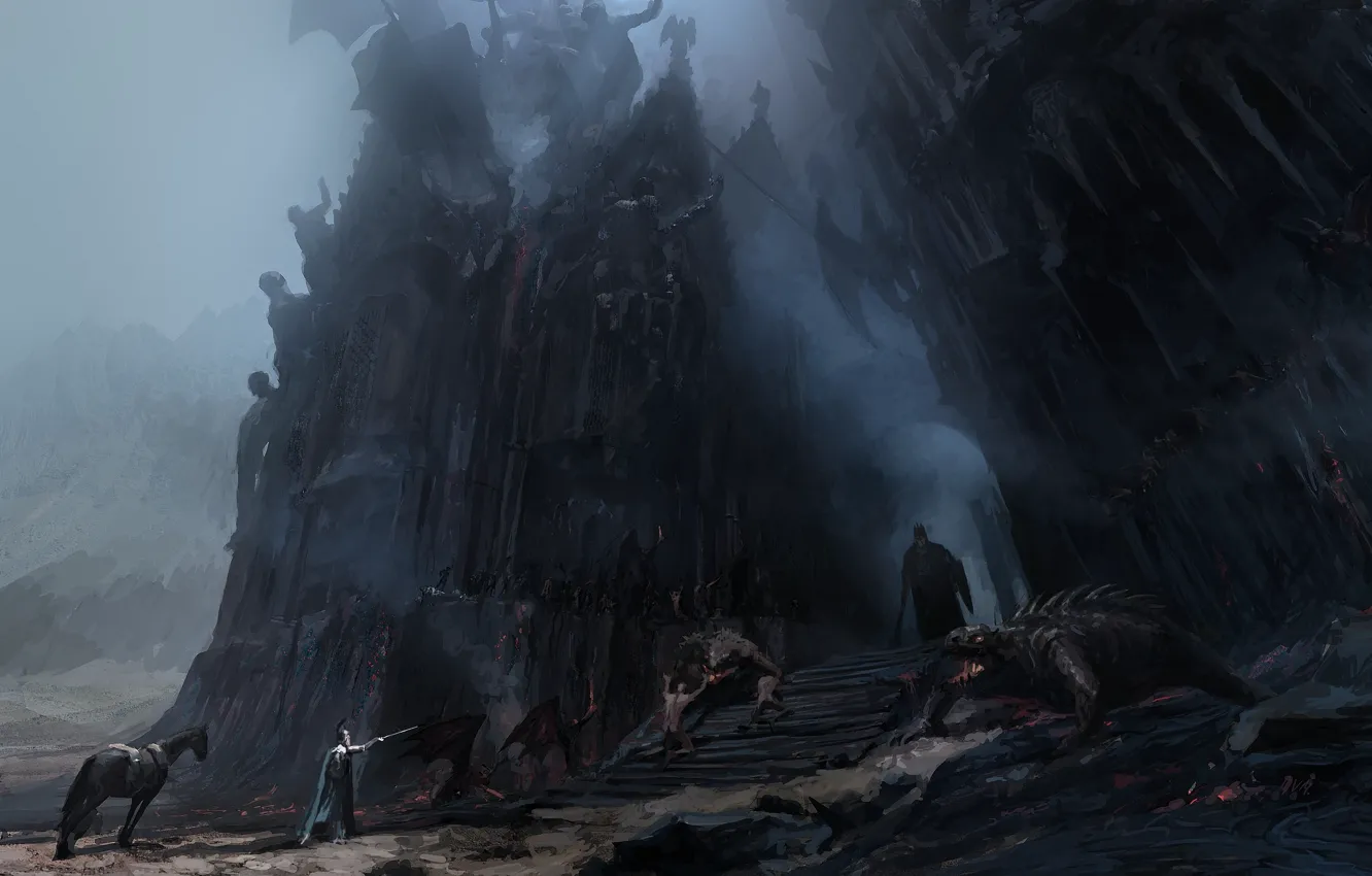 Фото обои Angband, Silmarillion, Tolkien, Fingolfin vs Morgoth