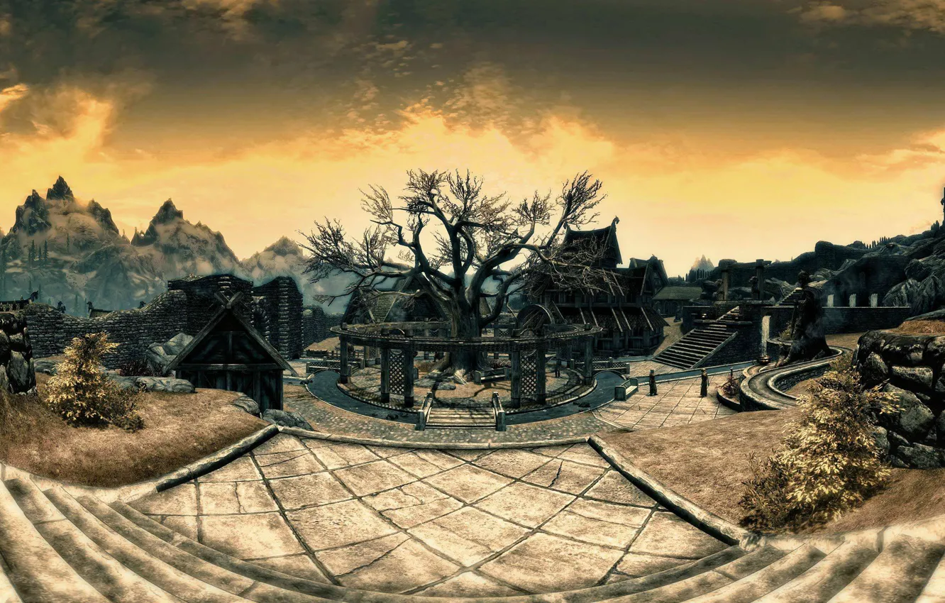 Фото обои город, Skyrim, Скайрим, RPG