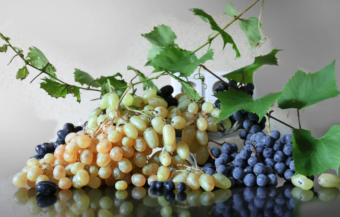 Фото обои стол, виноград, грозди