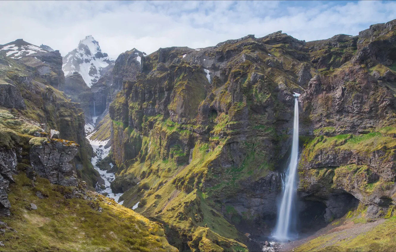 Фото обои горы, природа, вид, водопад, nature, mountain, waterfall, wiew