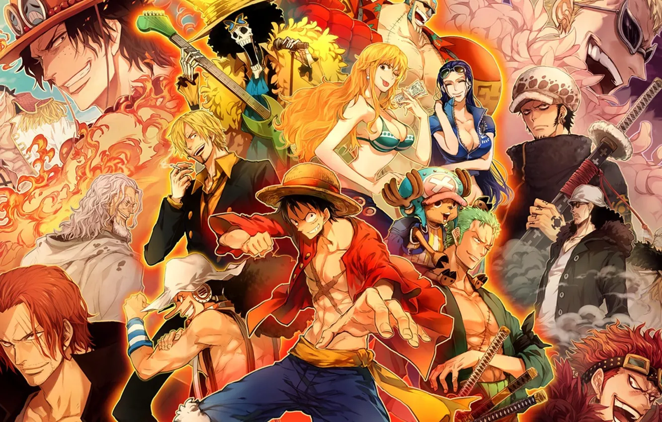 Фото обои game, Chopper, One Piece, anime, Robin, asian, Shanks, belly