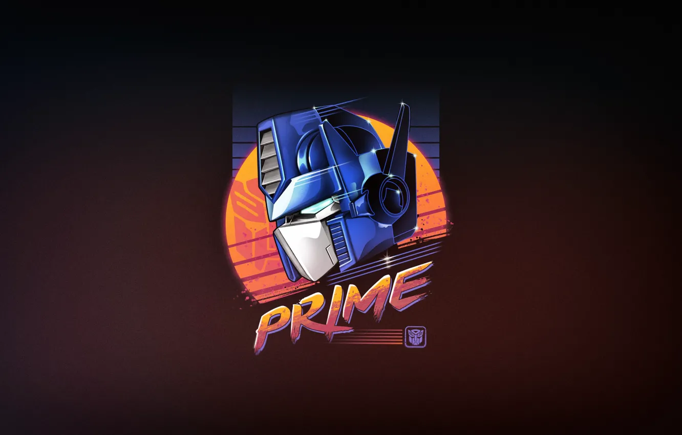 Фото обои Робот, 80s, Neon, Transformers, Optimus Prime, Оптимус Прайм, Трансформер, Prime