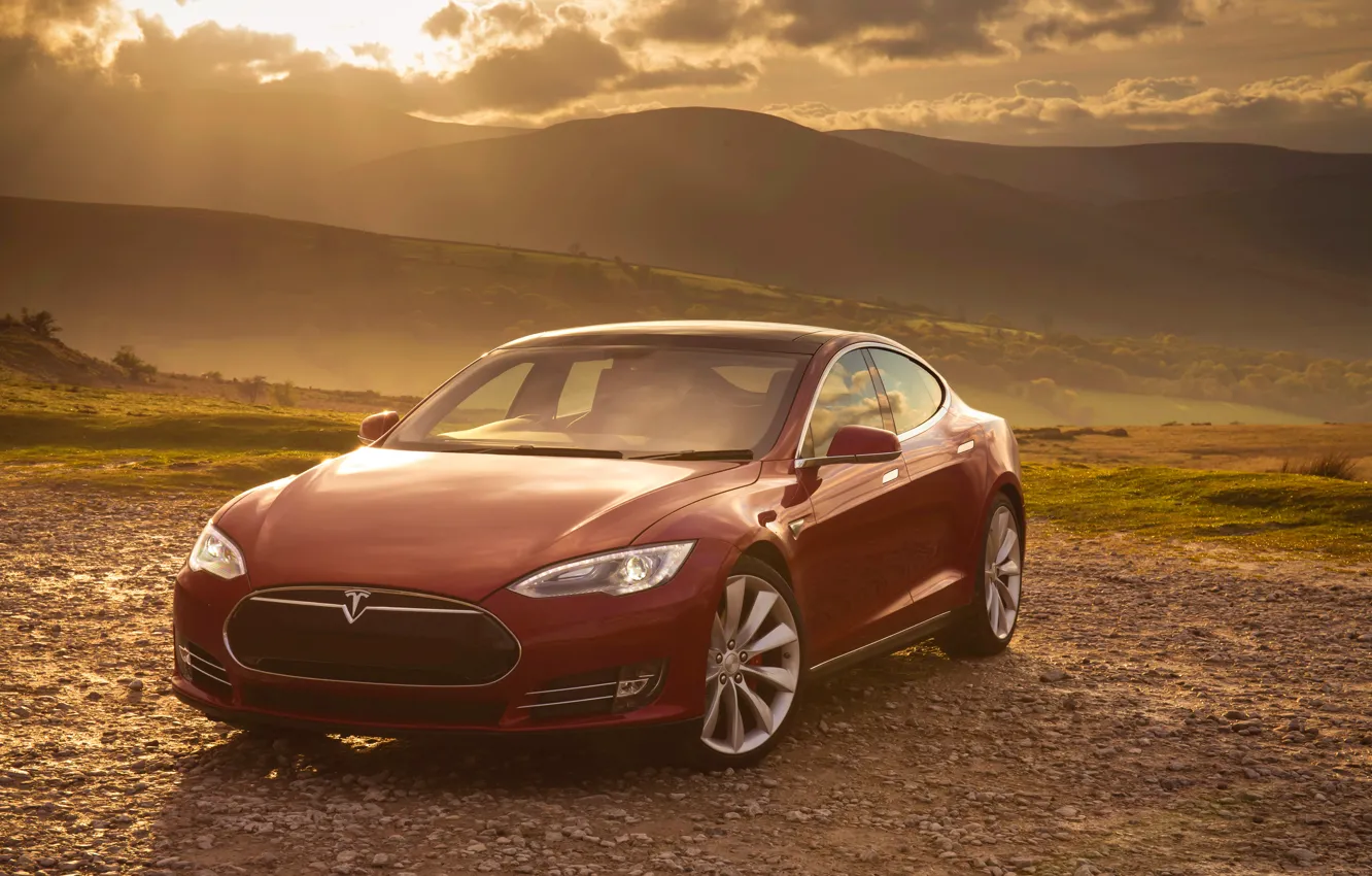 Фото обои red, Tesla, Model S, P85