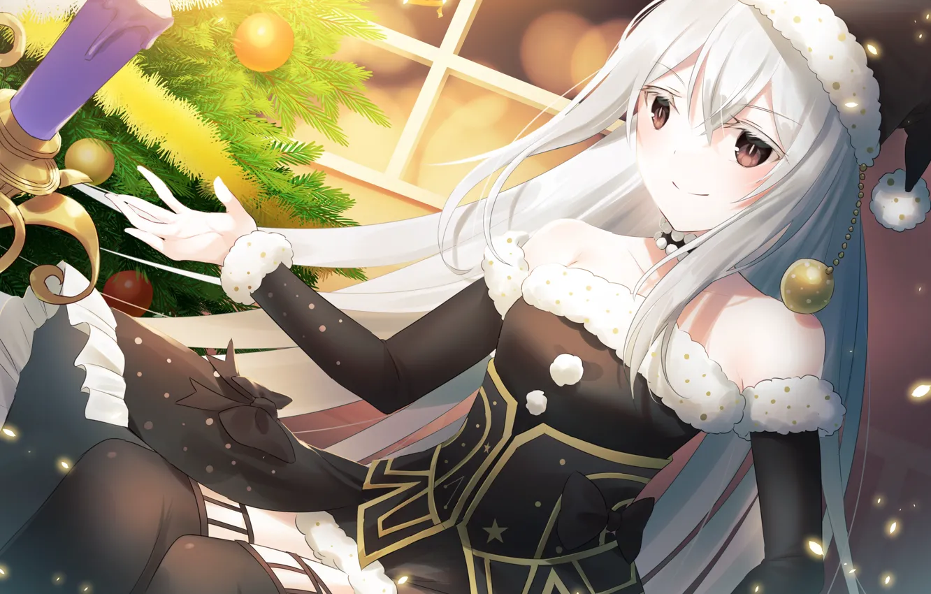 Фото обои девушка, елка, новый год, Echidna, Re:Zero kara Hajimeru Isekai Seikatsu