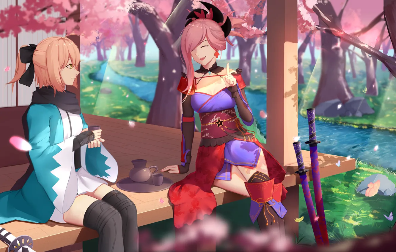Фото обои девушки, чай, Fate / Grand Order, Судьба великая кампания