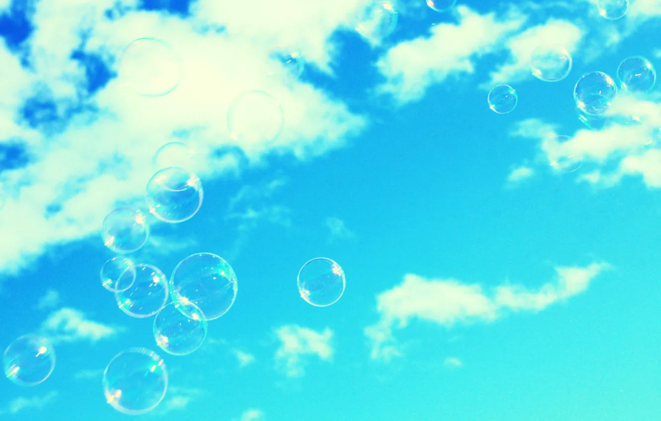 Фото обои небо, мыльные пузыри, Free, bubbles