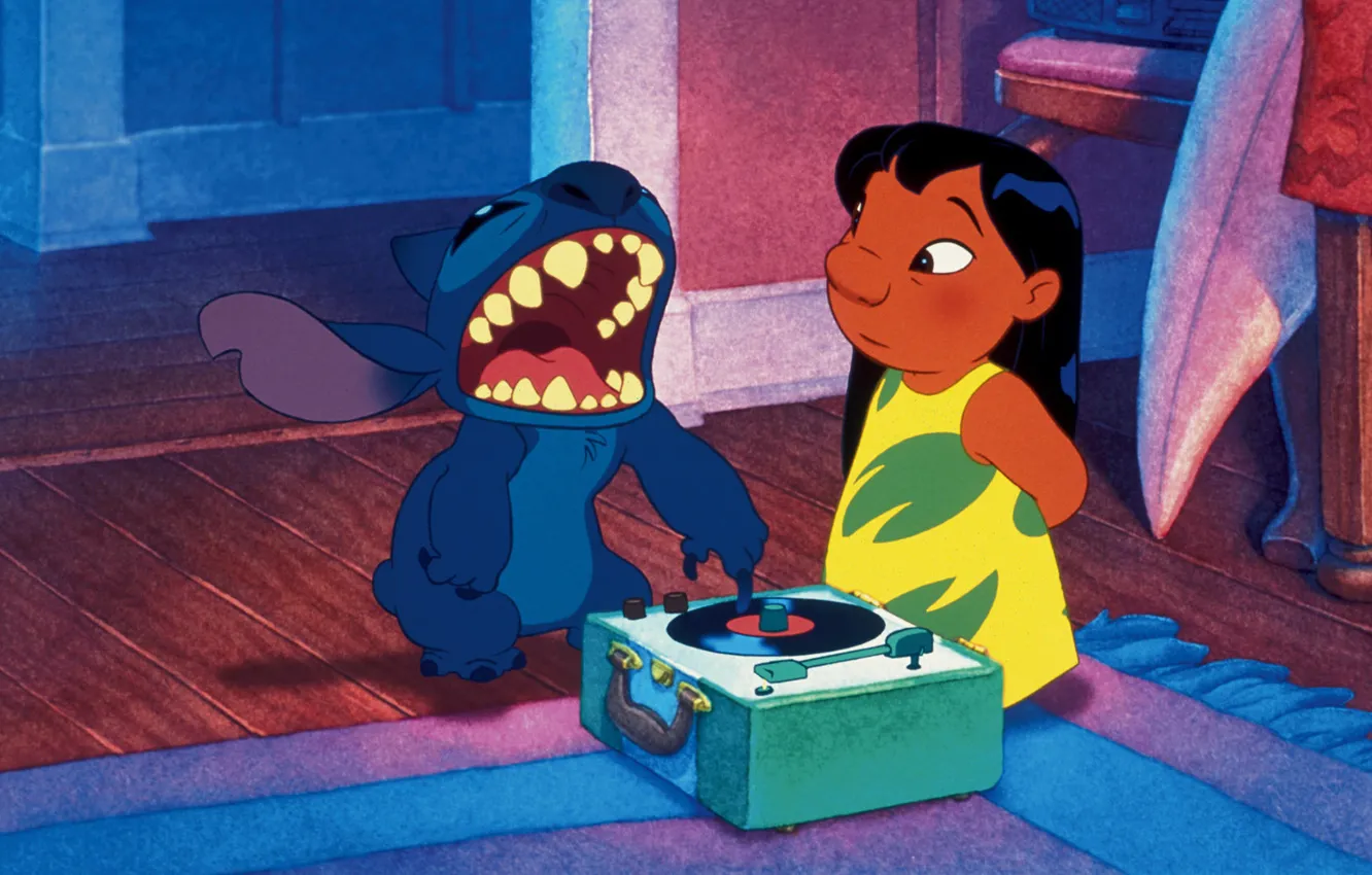 Фото обои синий, урод, няшка, лило и стич, stitch, стич, лило, lilo&amp;stitch