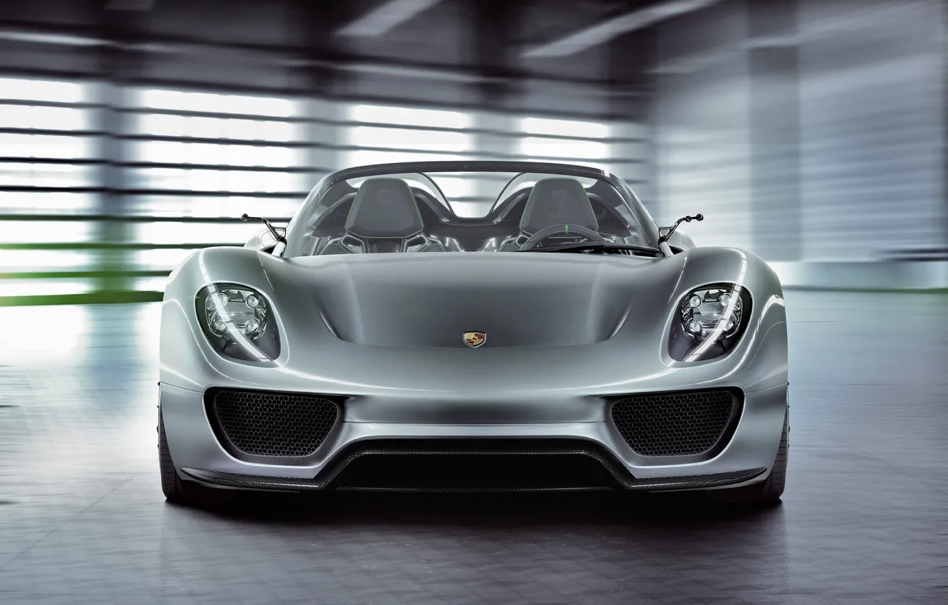 Фото обои Concept, фары, Porsche, концепт, вид спереди, Spyder, 918