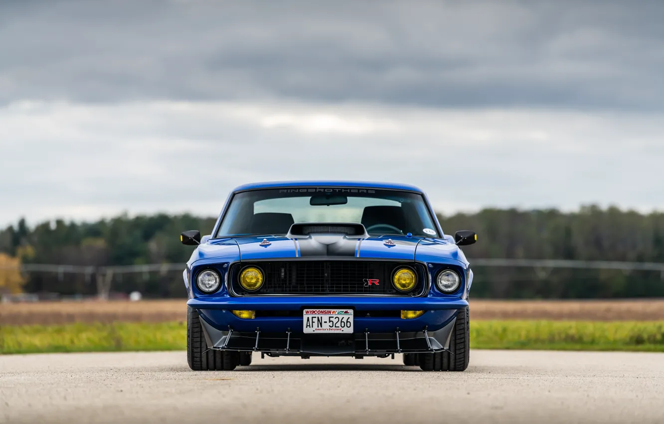 Фото обои Ford, 1969, Фары, Ford Mustang, Muscle car, Mach 1, Classic car, Sports car