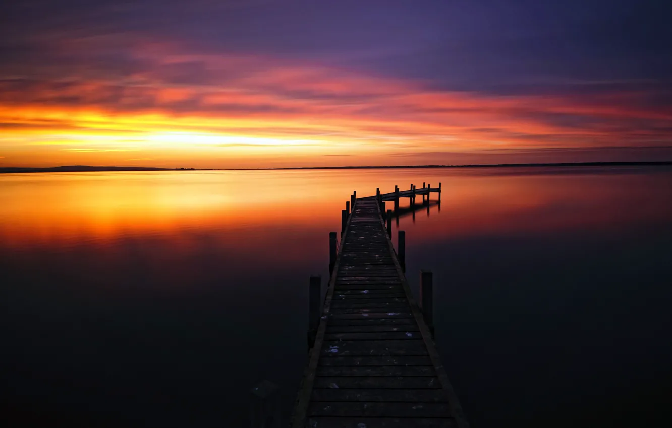Фото обои закат, озеро, отражение, красота, горизонт, sunset, lake, beauty