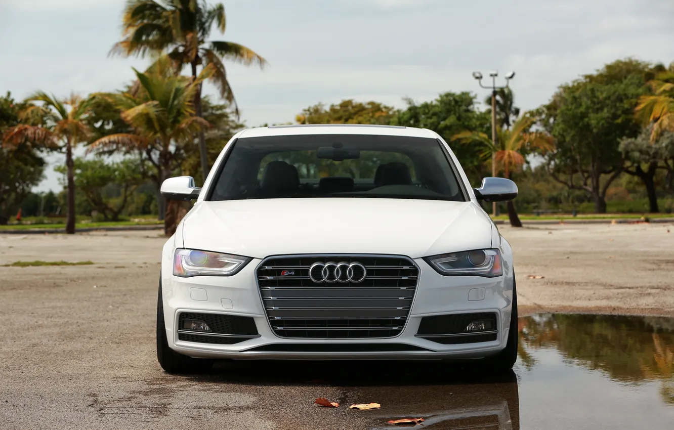 Фото обои Audi, white, front, vossen wheels