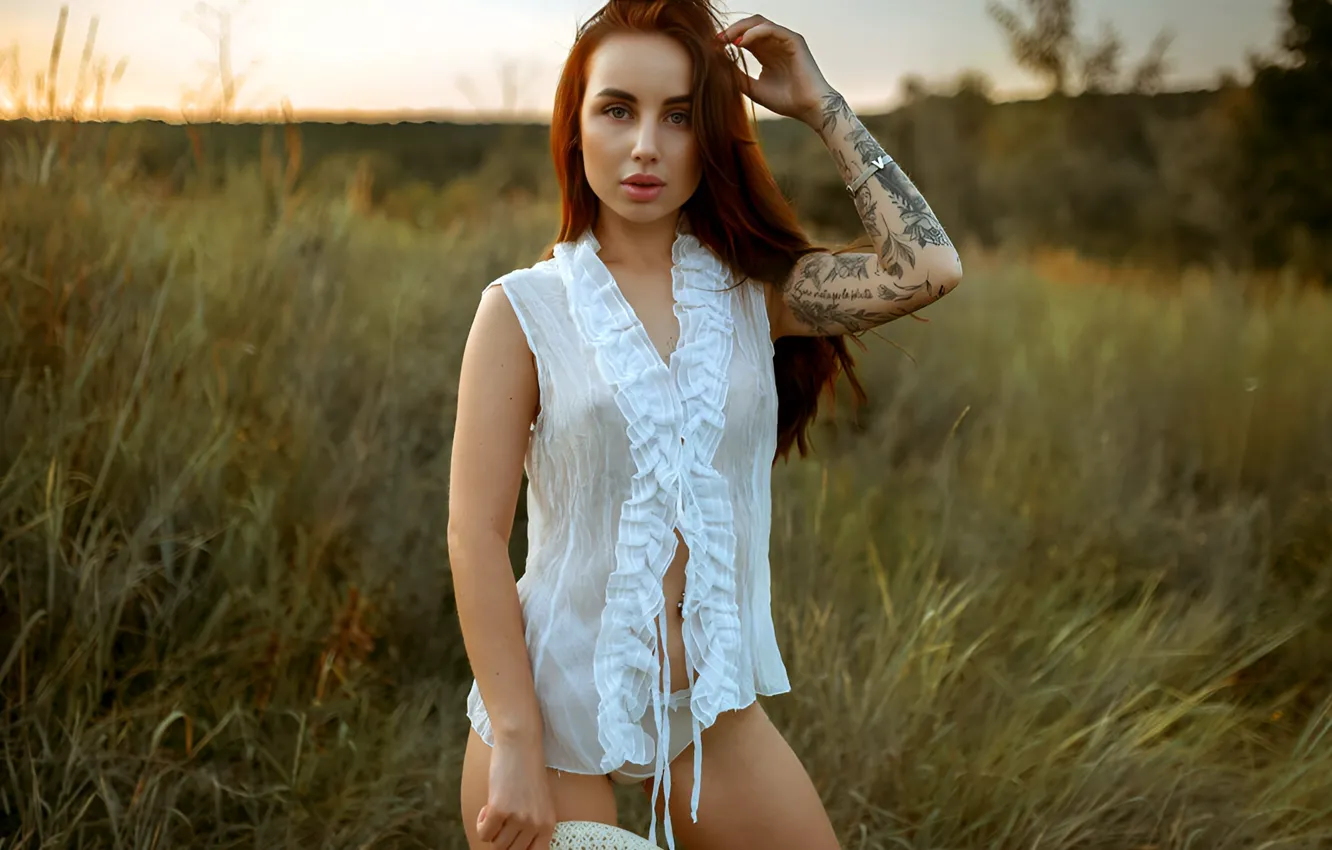 Фото обои девушка, природа, модель, кофточка