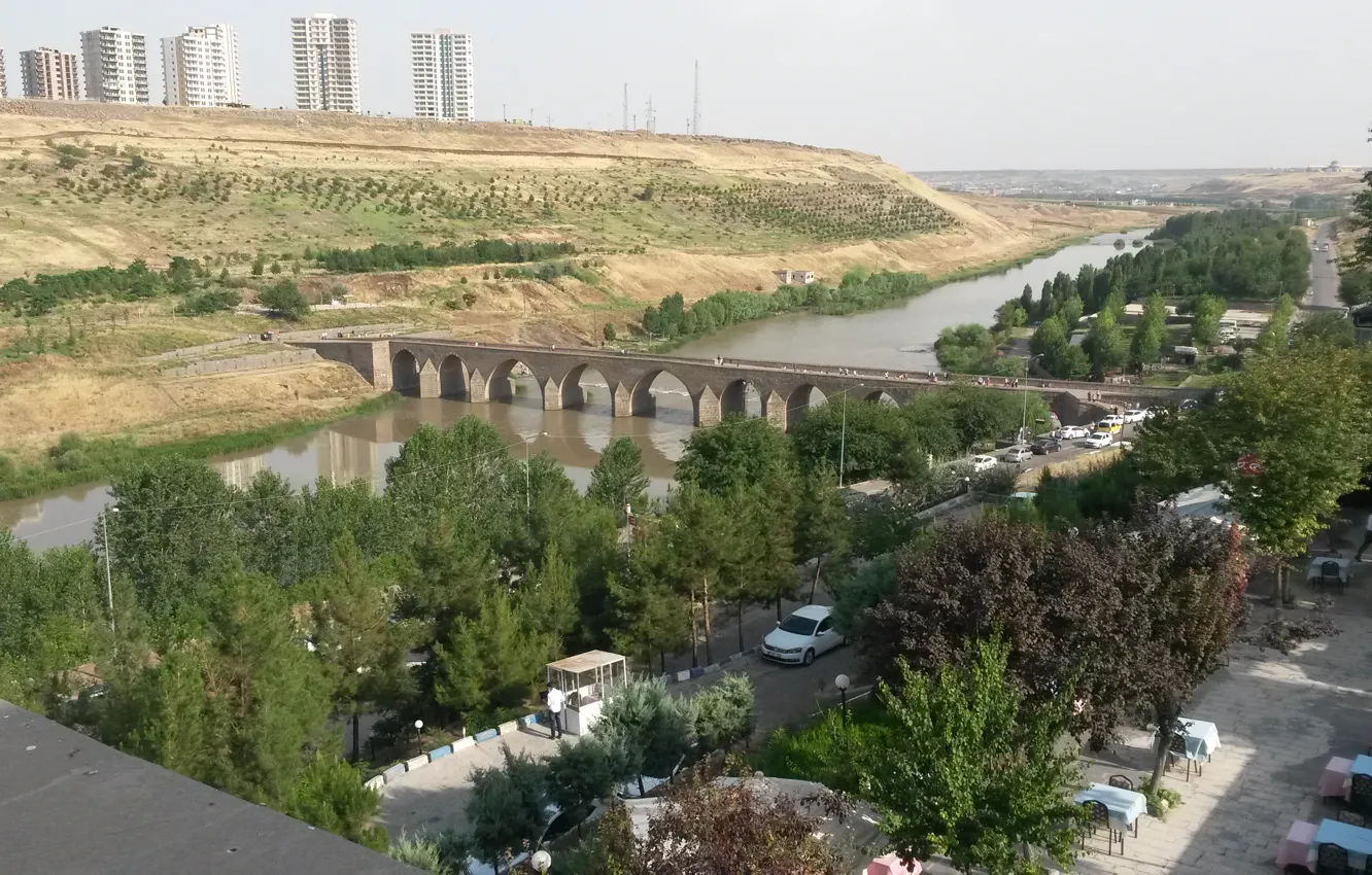 Фото обои turkey, on gözlü köprü, diyarbakir, Dicle river, Ten-eyed bridge