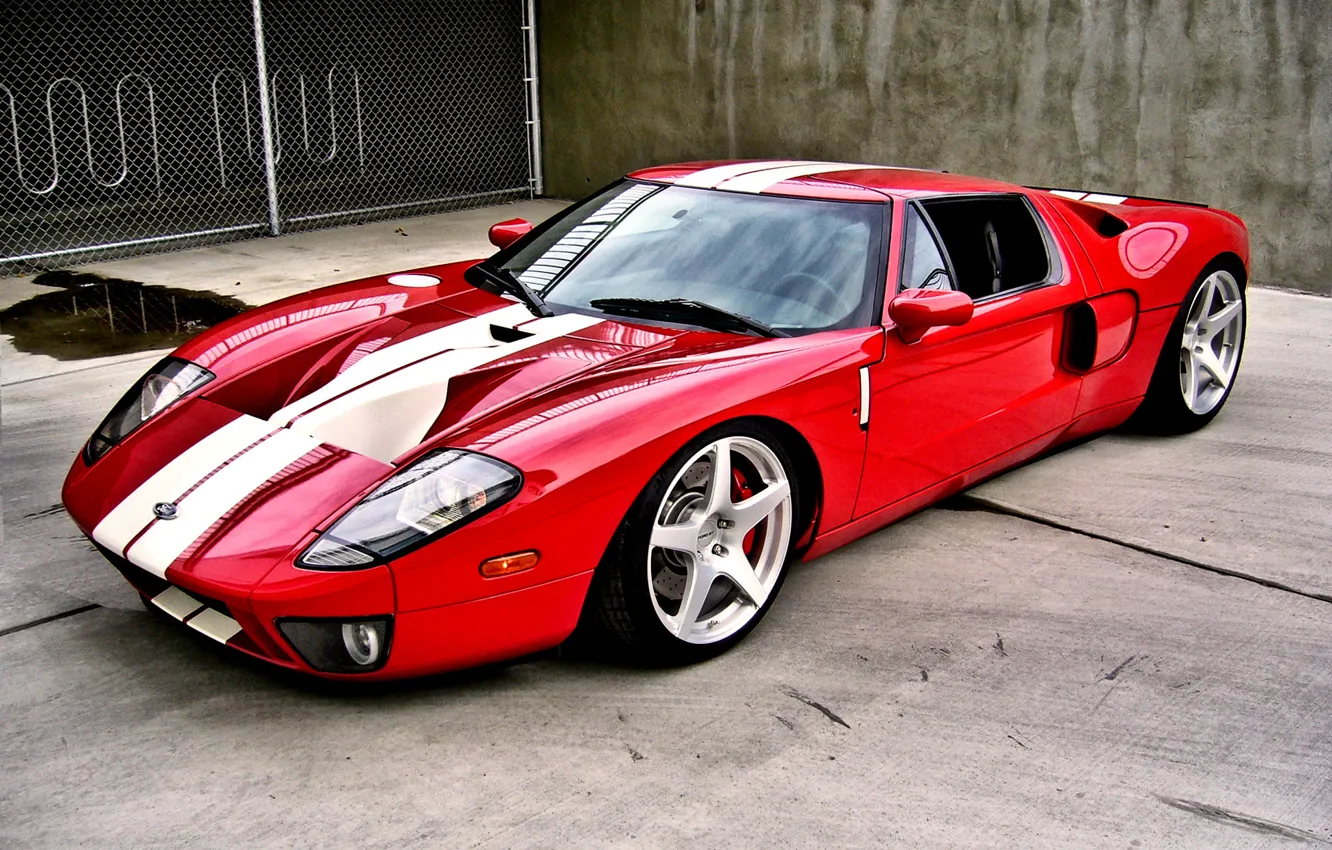 Фото обои красный, отражение, Ford, решетка, red, спорт кар, форд