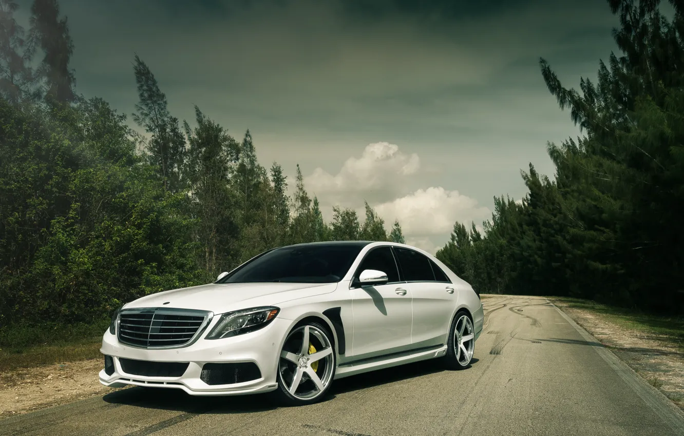 Фото обои Mercedes, White, W222, S63AMG