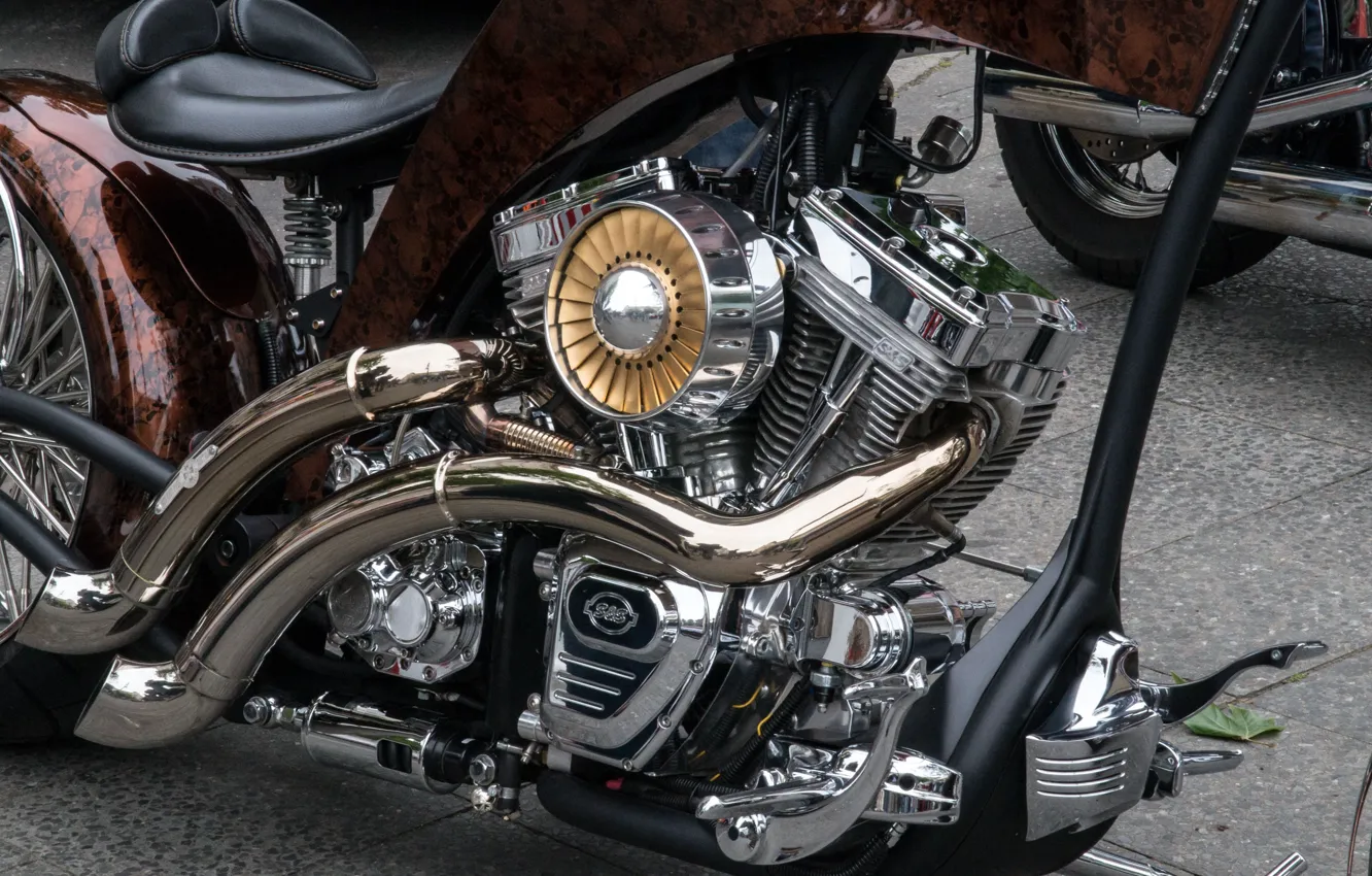 Фото обои power, motorcycle, custom, engine