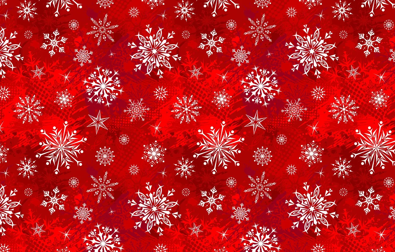 Фото обои снежинки, красный, фон, рисунок, новый год, звёзды, текстуры