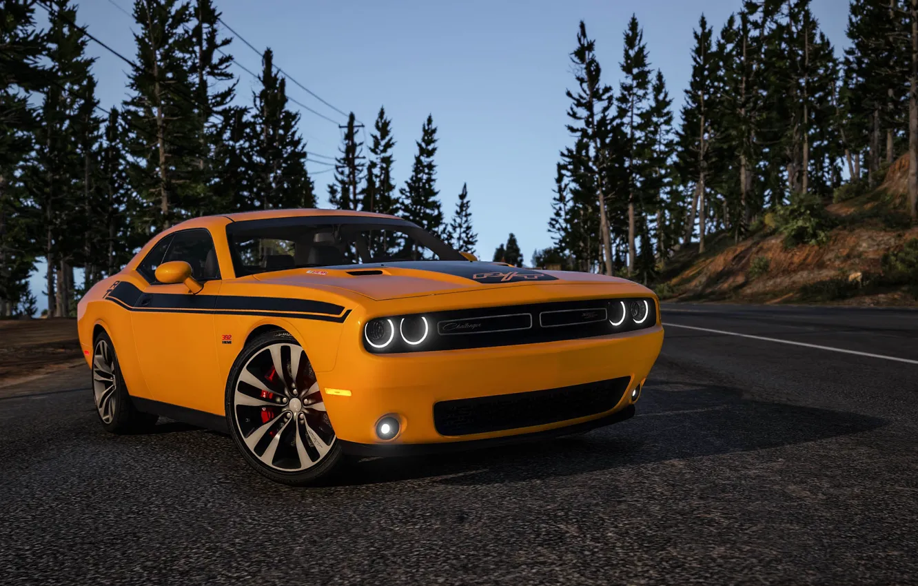 Фото обои дорога, стиль, Dodge Challenger, gta, Grand Theft Auto V