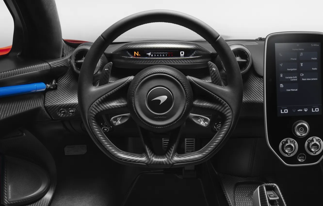 Фото обои McLaren, руль, салон, 2018, Senna