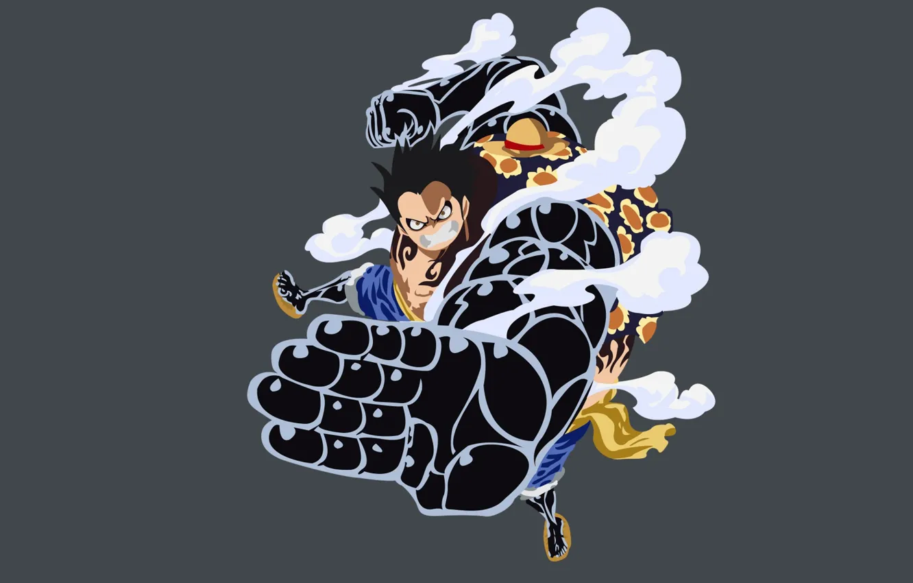 Фото обои рука, парень, серый фон, One Piece