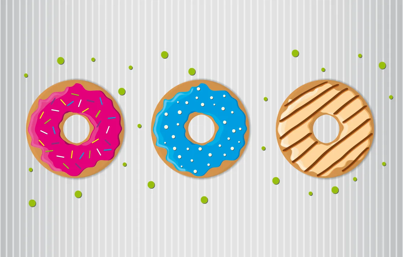 Фото обои полоски, круги, цвет, еда, пончики, выпечка, глазурь
