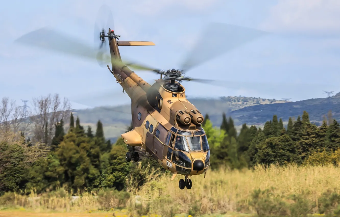Фото обои вертолёт, раскраска, летит, Puma