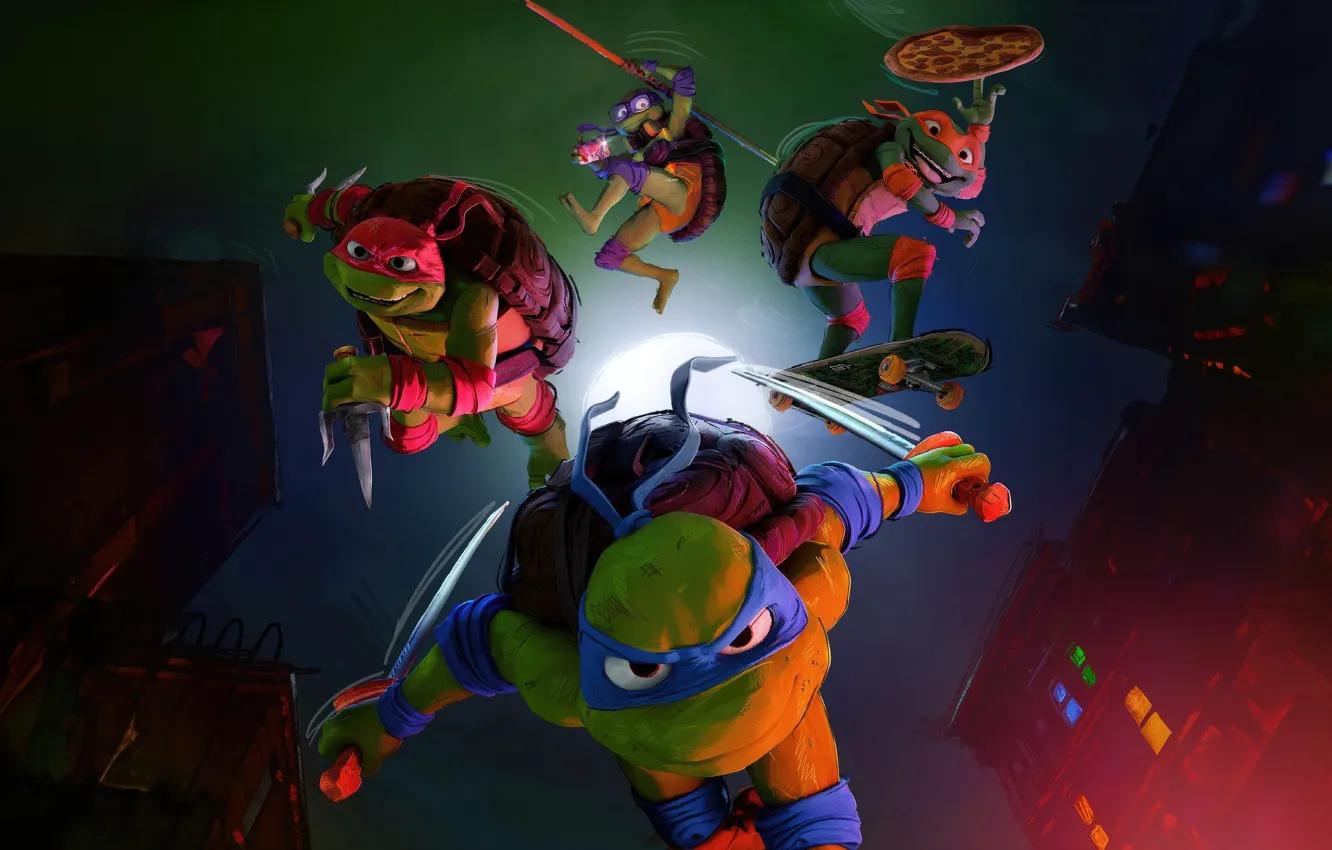 Фото обои мультфильм, TMNT, Черепашки Мутанты Ниндзя, Teenage Mutant Ninja Turtles Mutant Mayhem