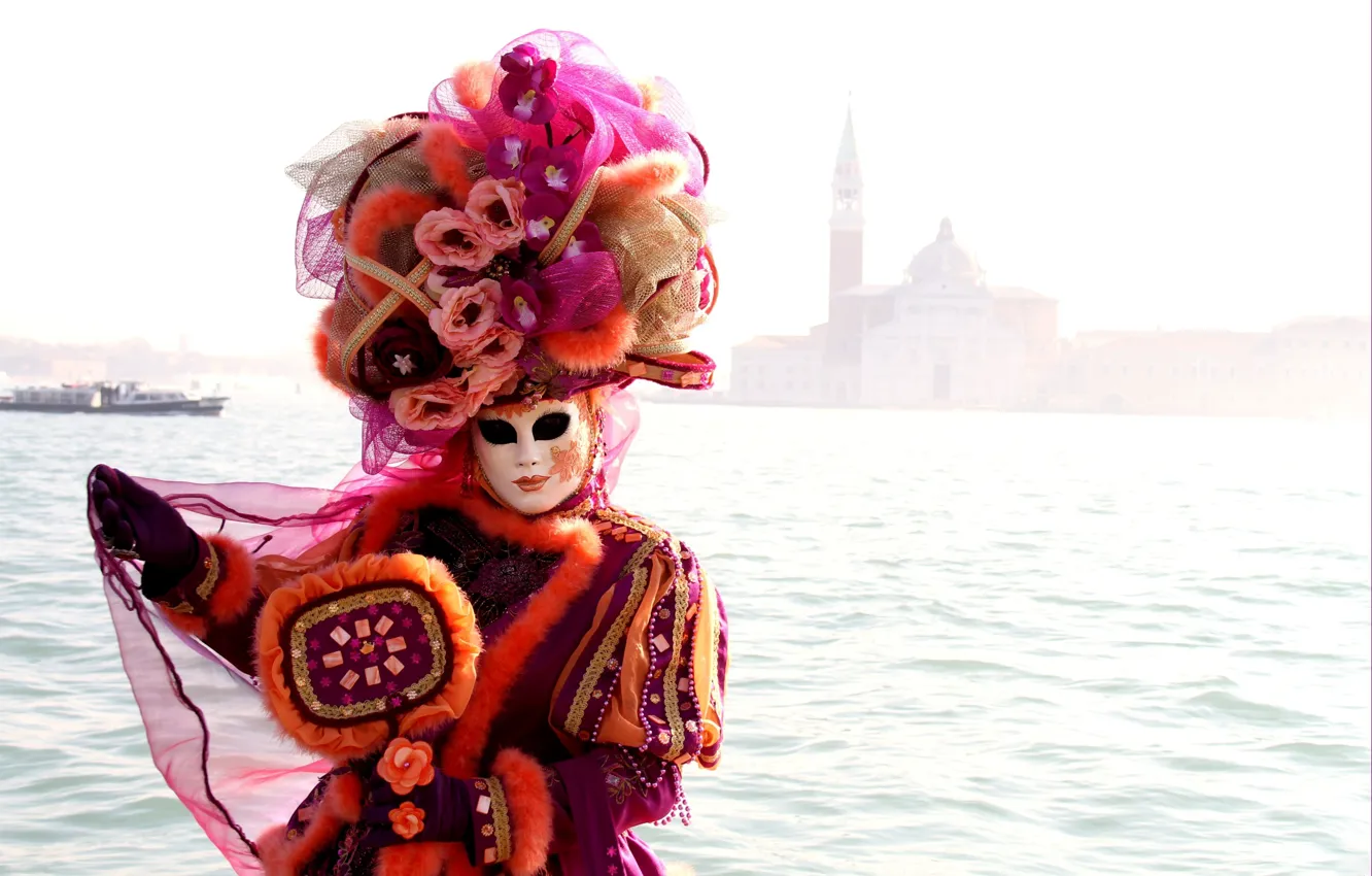 Фото обои маска, наряд, карнавал, венеция