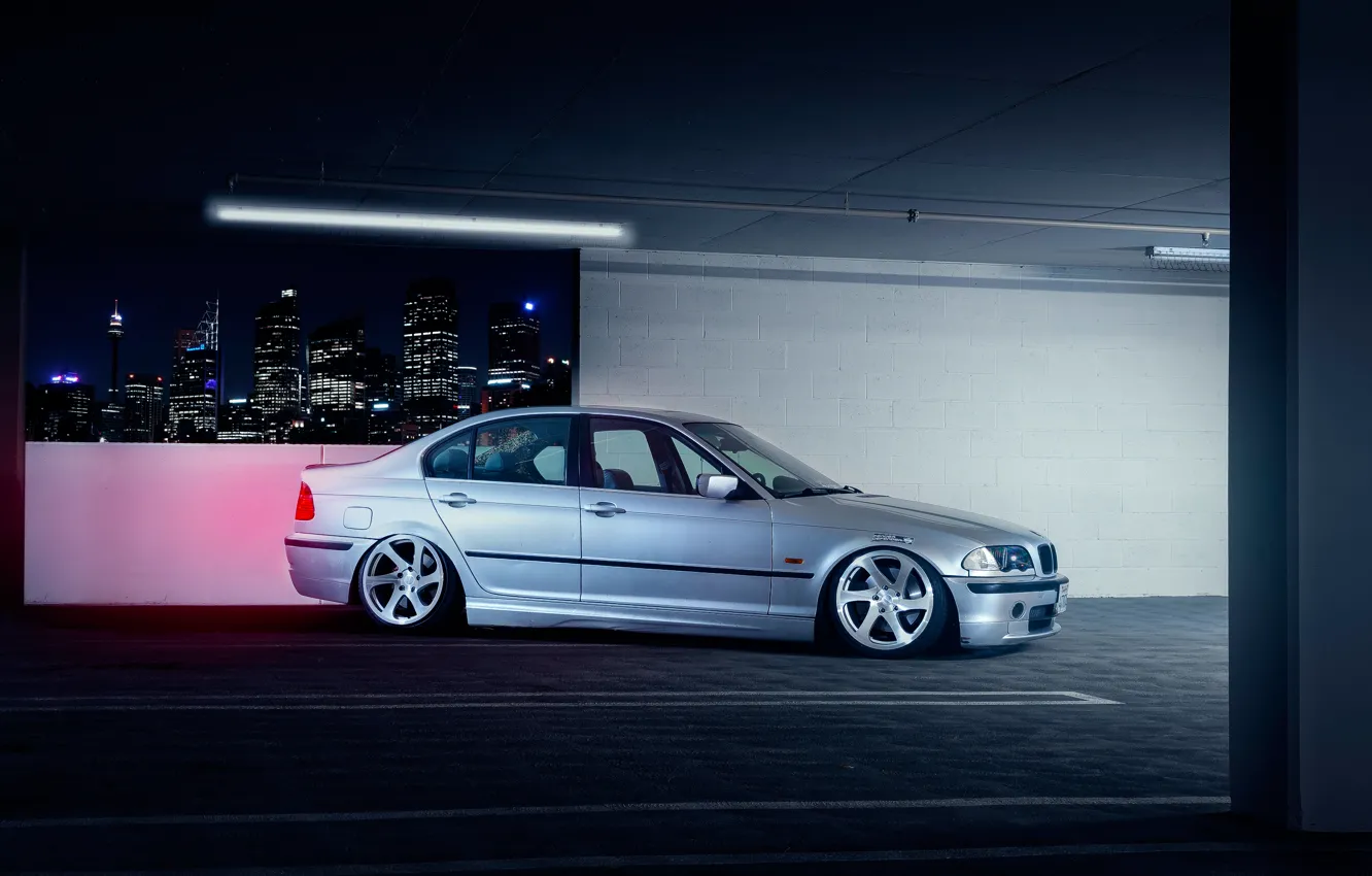 Фото обои BMW, Car, Front, E46, Sport, Parking, Stance
